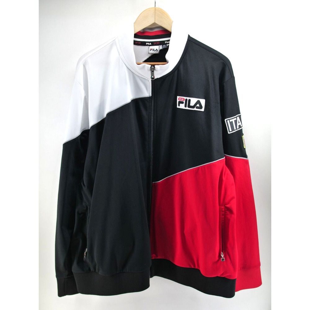 Vintage Fila Sport Italia Soccer‎ Football Track Jacket Full Zip Red Black 2XL